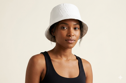 White Faux Crocodile Bucket Hat