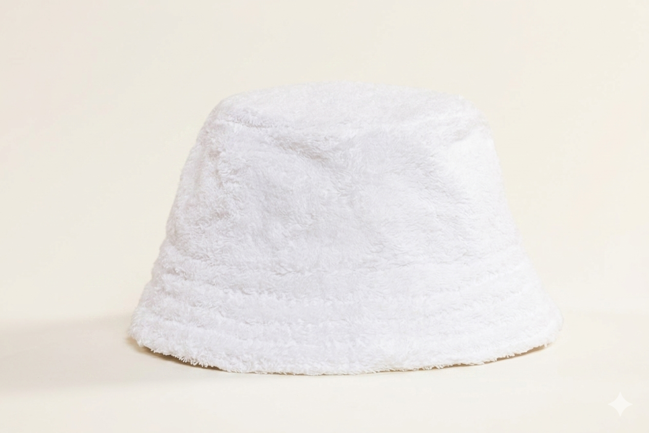 White Terry Cloth Bucket Hat