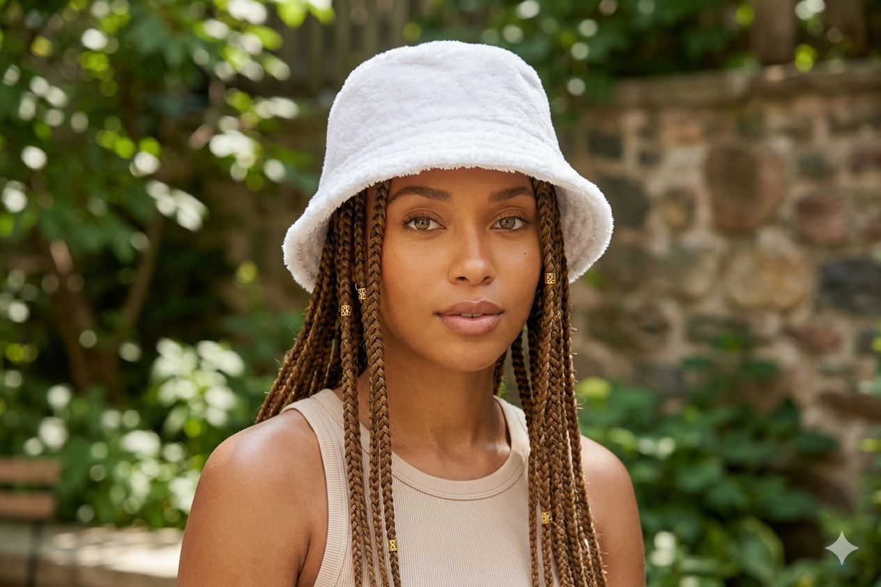 White Terry Cloth Bucket Hat