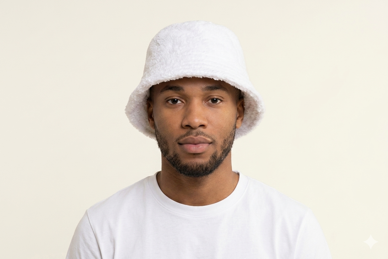 White Terry Cloth Bucket Hat