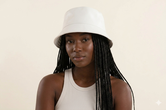 White Faux Leather Bucket Hat